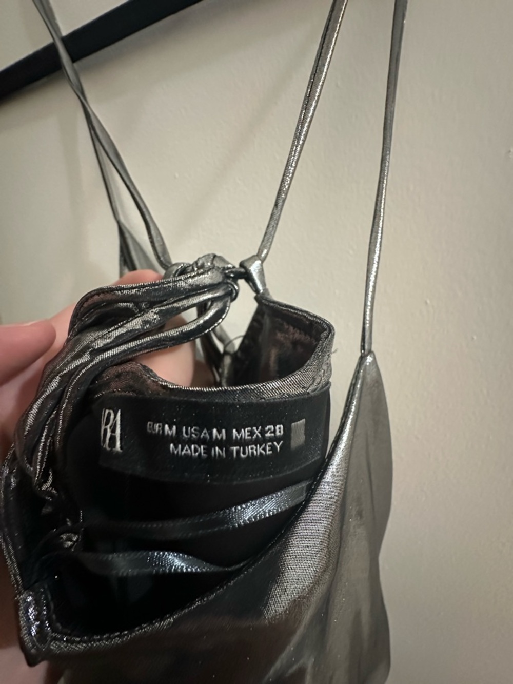 Zara Metallic Silver Cowl Neck Slip Dress - Picture 4 of 4